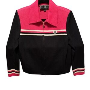 St John Knits Sport Pink and Black Zip-Up Jacket, size P